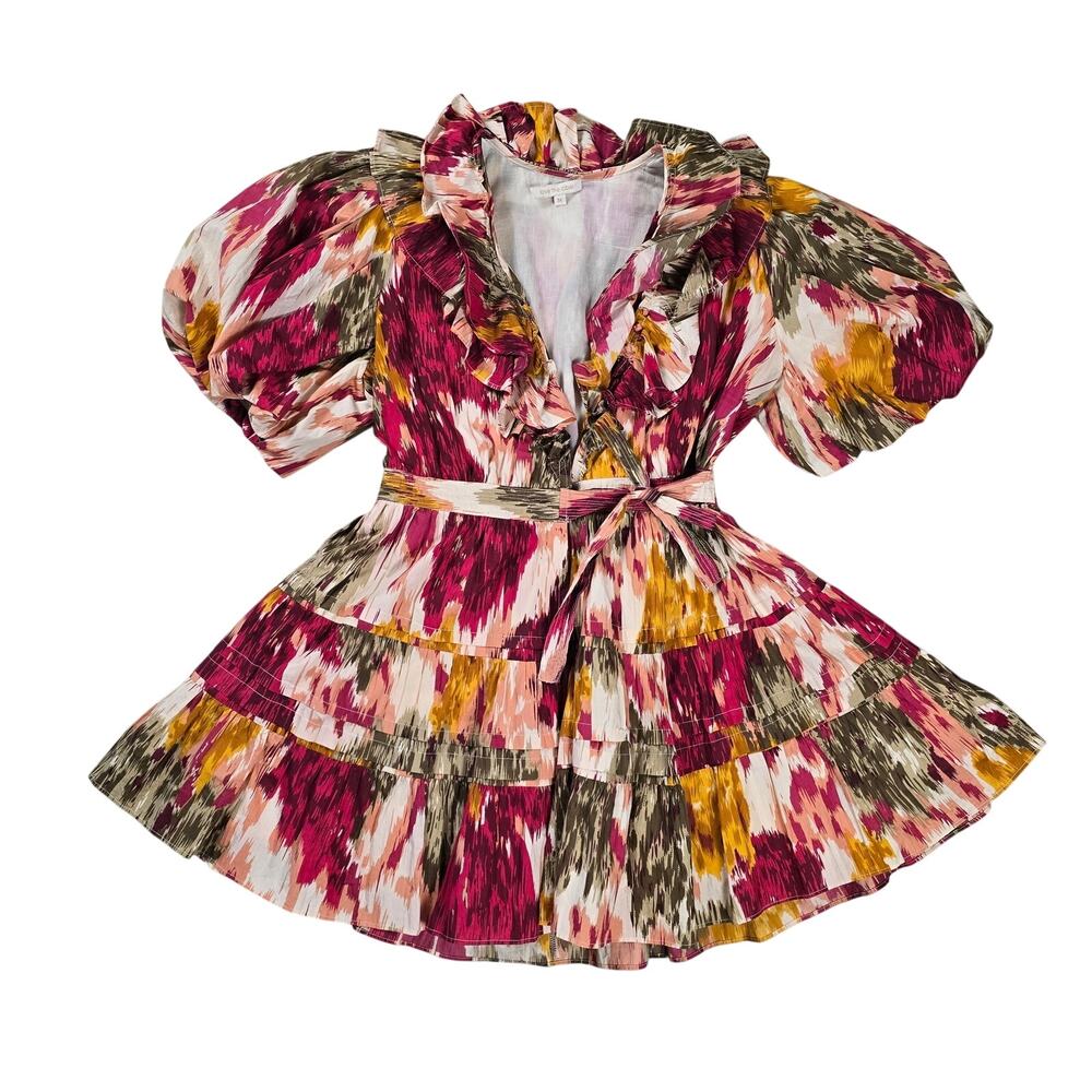 Anthropologie Love the Label Ruffled Wrap Mini Dress Medium Floral
